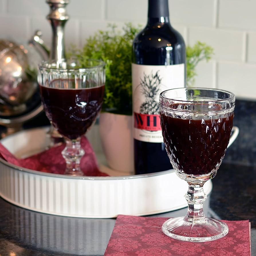 Amazon | バロック ゴブレットグラス 6個セット 透明 無鉛