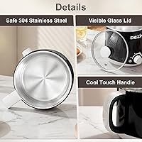 Vista 8 de Dezin Olla eléctrica para fideos rápidos, olla eléctrica de acero inoxidable de 1.6 litros, perfecta para ramen, huevo, pasta, albóndigas, sopa