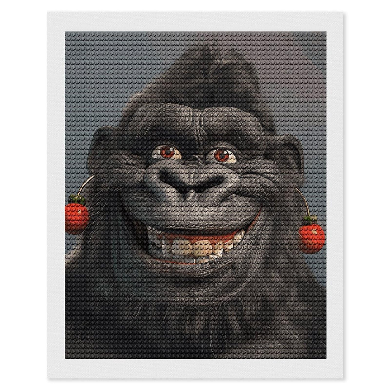 DWVTSLH Smiling Gorilla Photo Diamond Painting Kits for Adults, Personalized Diamond Photo Art Full Drill, DIY 5D Diamond Art Painting Kits for Beginners, Home Wall Decor 16"x20"