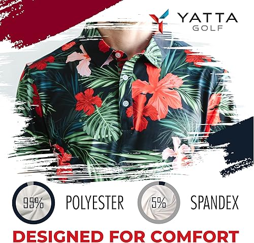 Miniatura 5 de YATTA GOLF - Mens Golf Shirt Moisture Wicking Quick-Dry Short Sleeve - Standout Performance Casual Polo Shirts for Men