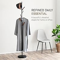 Vista 2 de Yamazaki Inicio Perchero independiente con ganchos de madera, ahorro de espacio de acero talla única negro