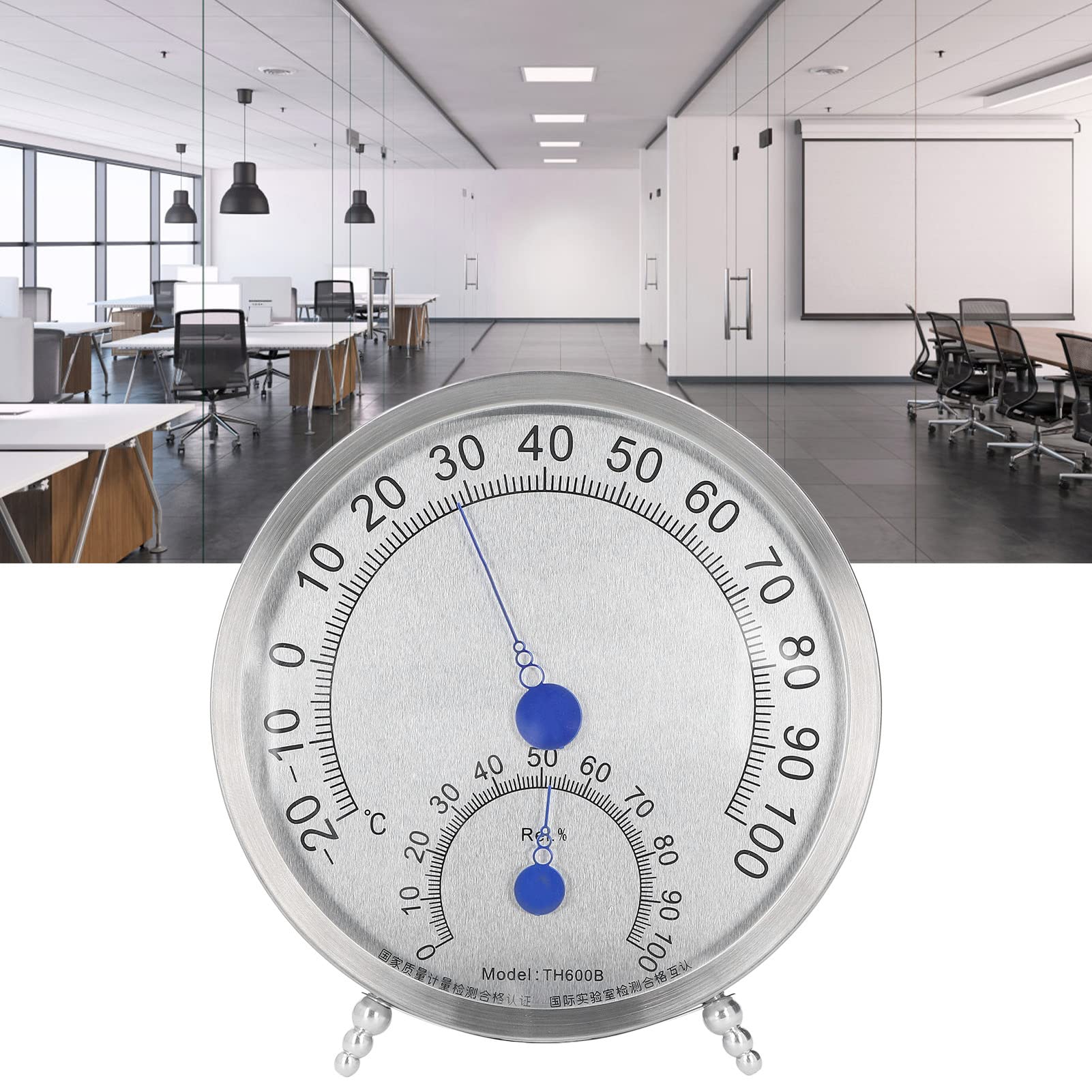 Ejoyous Termometro Rotondo, Termometro da Esterno in Acciaio Inossidabile con Igrometro, Display Quadrante, Resistente Al Calore Impermeabile, da 4 a 212 Gradi Fahrenheit, per Parete, Ufficio, (Con