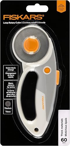 Miniatura 5 de Fiskars Cortador giratorio de 2.362 in para tela, cuchilla de corte rotativa de titanio, suministros para manualidades, proyectos de costura y