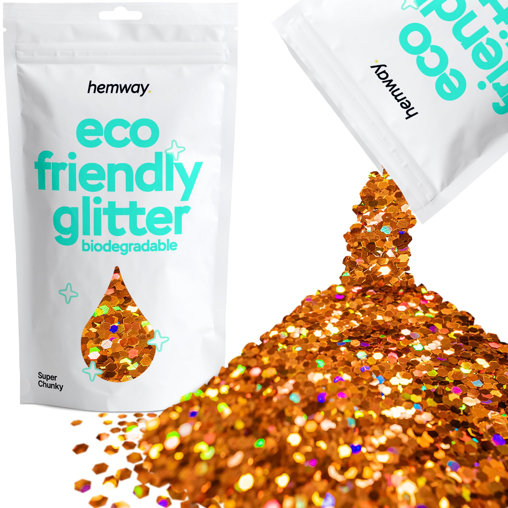 Eco Friendly Biodegradable Glitter, Copper Holographic, Super Chunky (1/8" 0.125" 3mm)