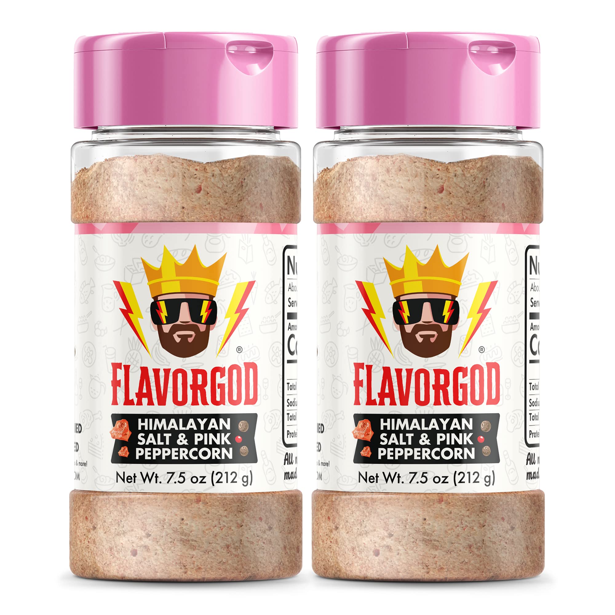 Himalayan Salt & Pink Peppercorn Finisher by Flavor God, Pack of 2 - Premium All Natural & Healthy Spice & Seasoning Blend for Beef & Chicken - Zero Carbs, Great Flavor Spices and Seasoning Gift
