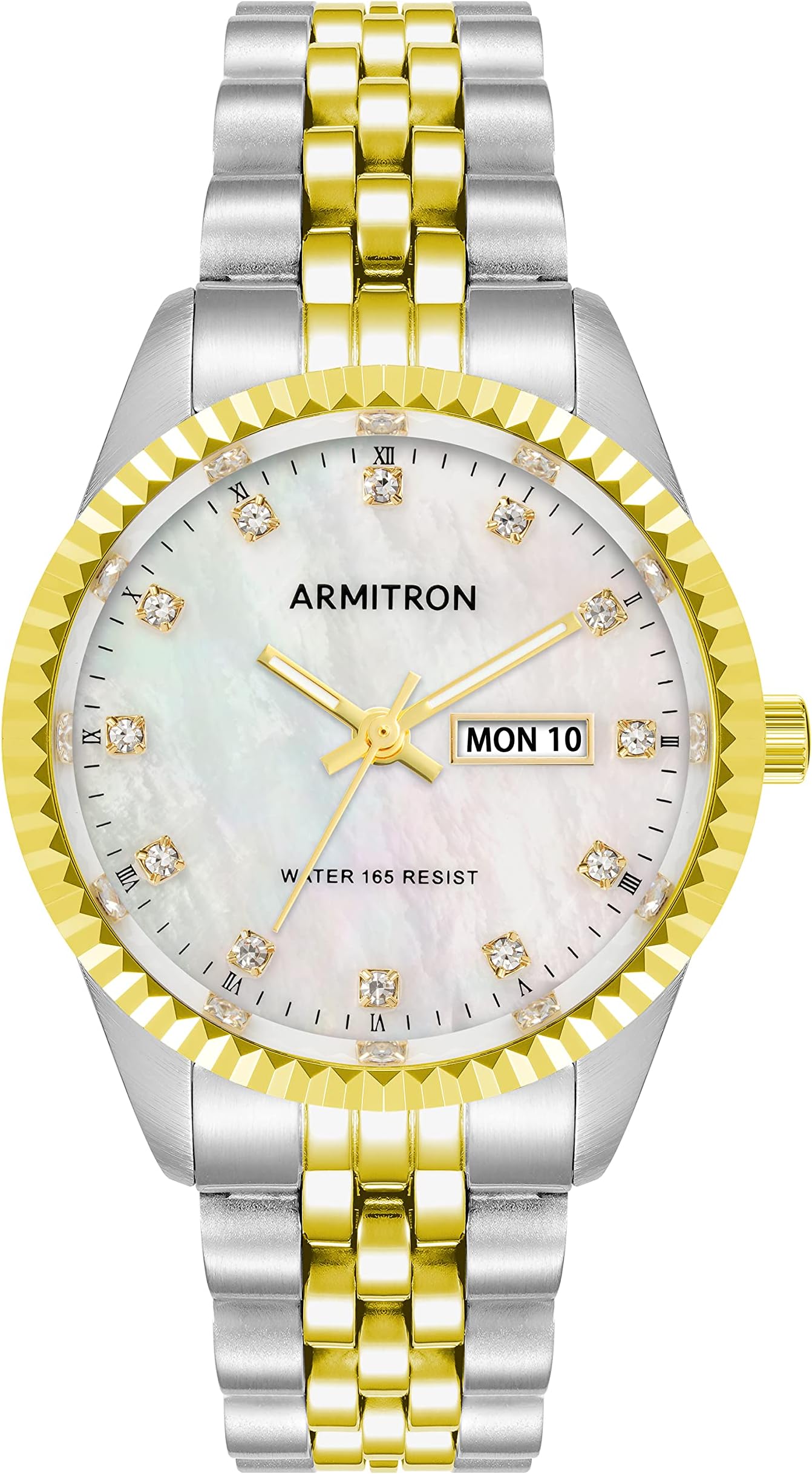 ArmitronWomen's Genuine Crystal Accented Day/Date Function Bracelet Watch, 75/5849, Two Tone