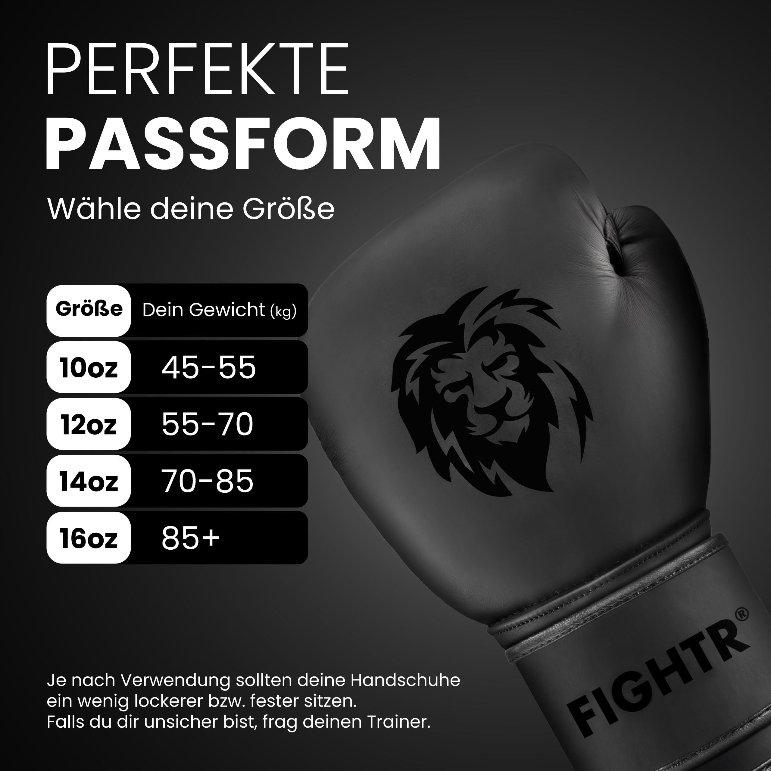 FIGHTR® Pro Boxhandschuhe aus echtem Leder | Männer und Frauen | für Boxen, MMA, Muay Thai, Kickboxen & Kampfsport 10 12 14 16 oz | inkl. Tragetasche