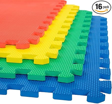 LILTOES EVA Kid's Interlocking Play Mat -12 mm Thickness -Set of 16 Tiles (Multicolour)