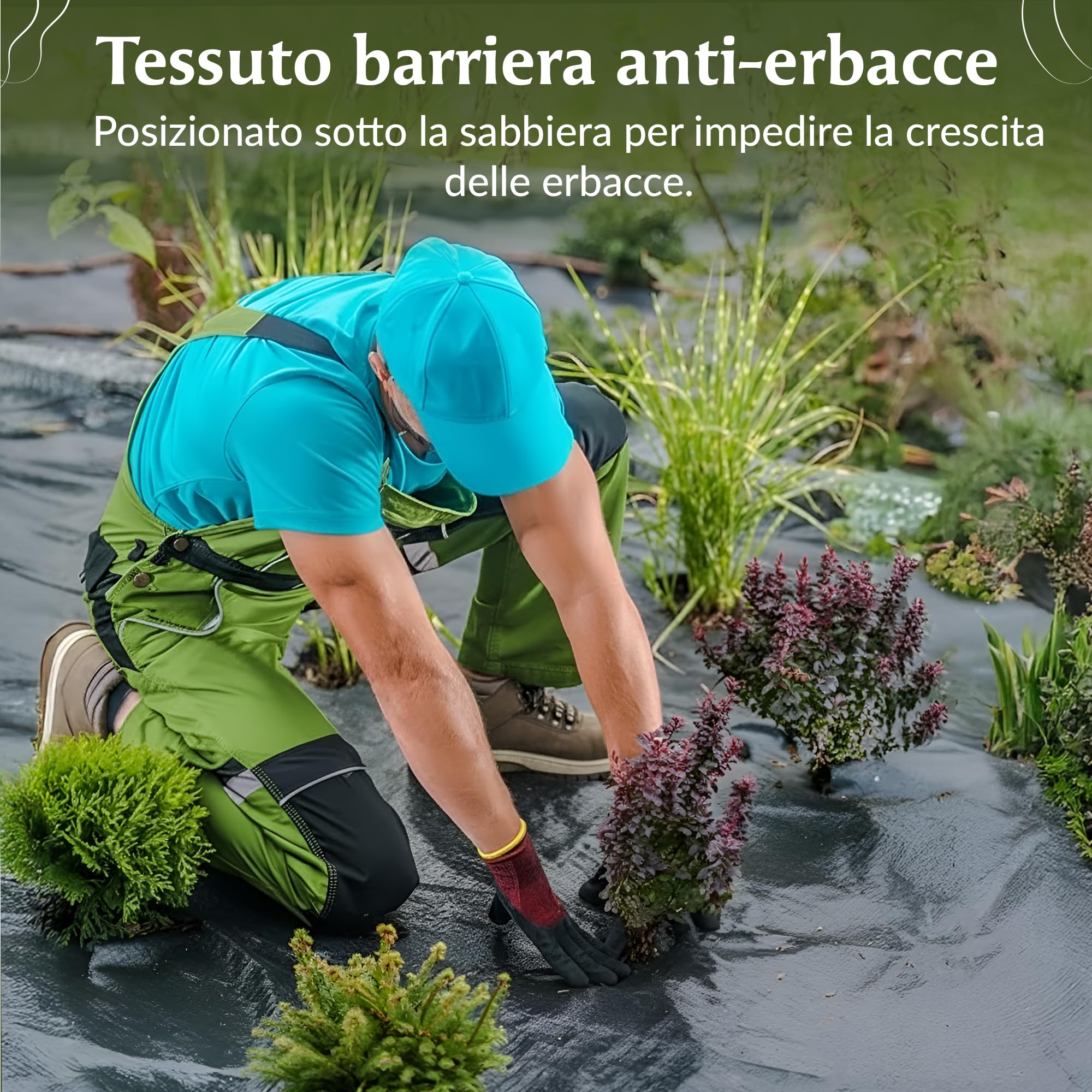 GARDENIX Tessuto Non Tessuto per Erbacce per sabbiera 3 m x 3 m, Extra Forte 150 g/m², Base per sabbiera permeabile all'Acqua, Pellicola per sabbiera da Giardino per Bambini