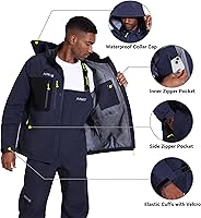 Vista 4 de Men’s 3-Layer Waterproof Fishing Jacket & Bib Pants Set – Waders & Foul Weather Gear