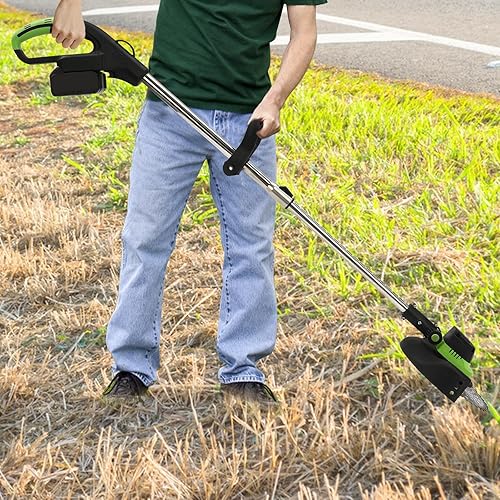 Miniatura 2 de CNCEST Cortadora de césped de 7.87 pulgadas, inalámbrica, funciona con pilas, con 2 baterías y cargador, recortadora ligera para el cuidado del