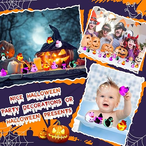 Miniatura 6 de Patos de goma de Halloween de 2 pulgadas, patos de goma que brillan en la oscuridad, juguetes de baño, regalos temáticos de Halloween, surtido de
