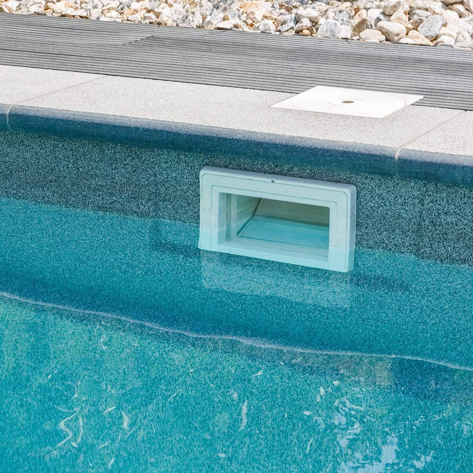 Wiltec Skimmer Set inkl. Einlaufdüse Einbauskimmer mit großem Schmutzfangkorb Oberflächenskimmer