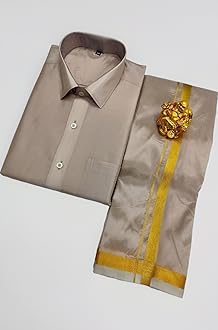 Men's Fashion Art Silk Shirt And Dhotis Combo - Full Sleeve