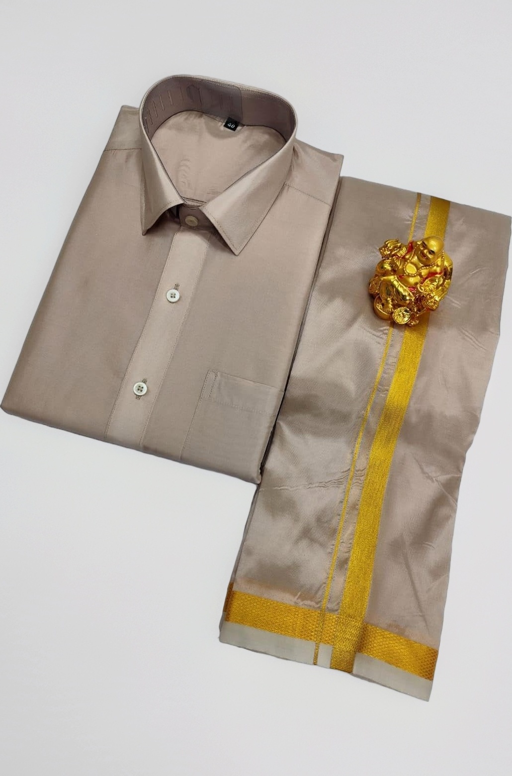 Men's Fashion Art Silk Shirt And Dhotis Combo - Full Sleeve