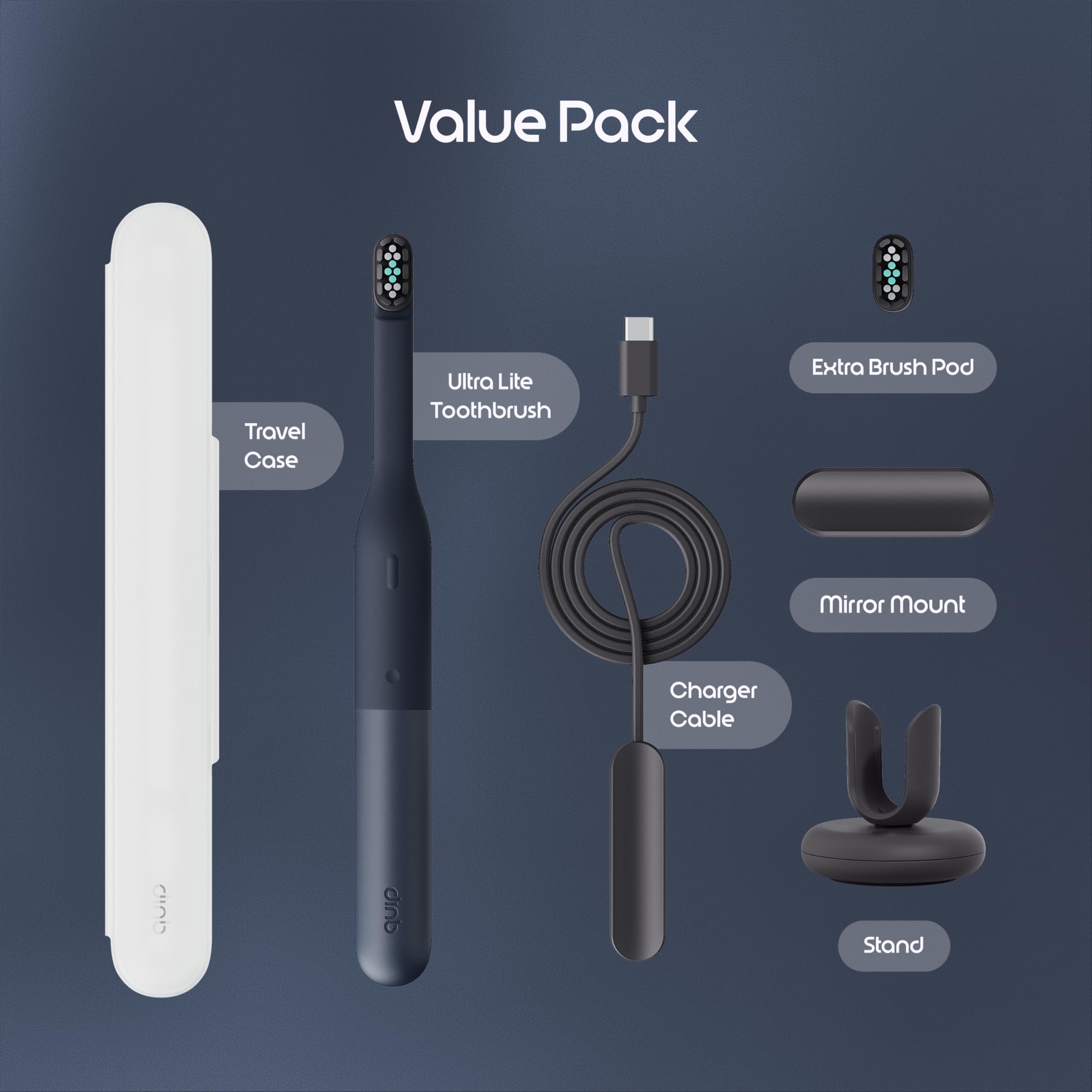 Quip Ultra Lite - Cepillo de dientes eléctrico temporizado con funda, cabezal de cepillo reemplazable, cerdas suaves, mango de silicona y plástico, duración de la batería de 30 días, cepillo de