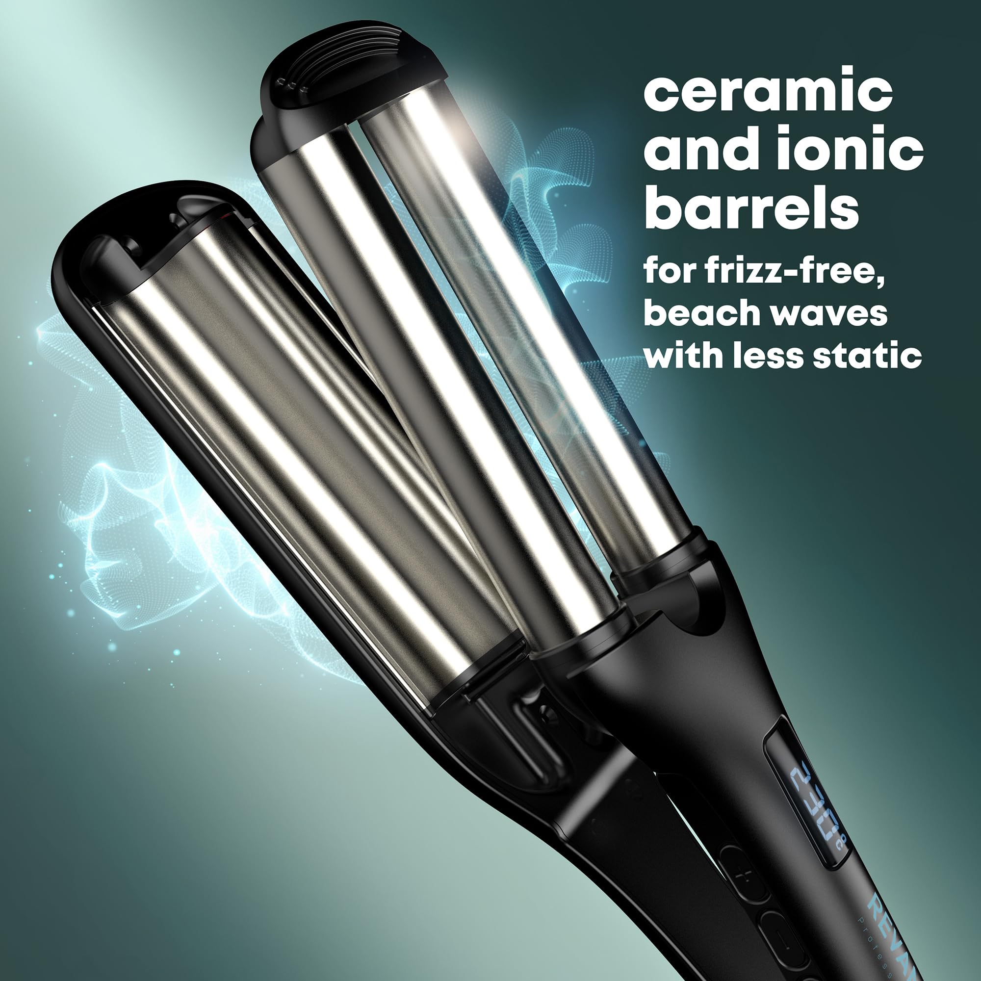 Revamp Progloss Wave Define Styler Professional, Ionen-Technologie, Zylinder angereichert mit Progloss Super Smooth Keratin, Argan- und Kokosöl, kräuselfreies Design für geschmeidige S-Wellen