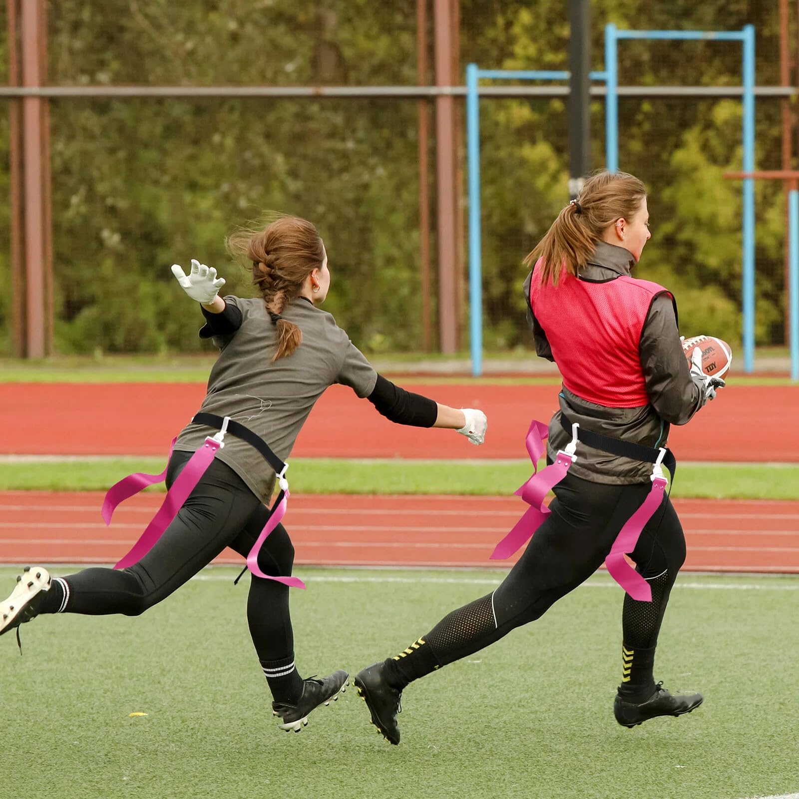 Hungdao 12 Players Flag Football Belts and Flags Adjustable Football Belts for Kids Teens Adults Team Training Sport Events