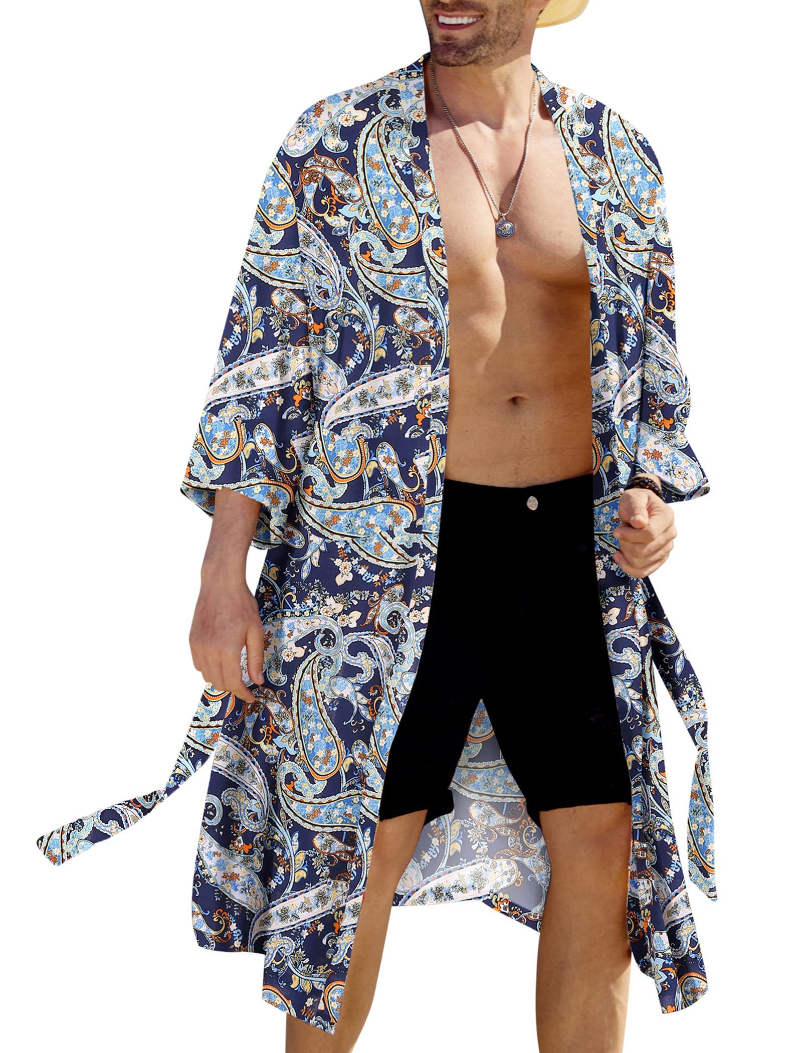 COOFANDY Men's Lightweight Kimono Robe Single