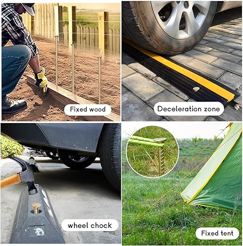 Miniatura 3 de MAOMBO Estacas de barras de refuerzo de 16 pulgadas (paquete de 8)  anclajes de tierra de acero galvanizado de 0.5 pulgadas de diámetro  Estaca de