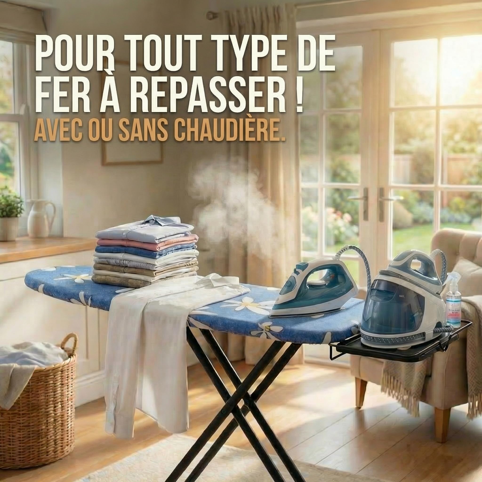 Table à Repasser Grande Pliable Solide Planche Repasser XXL Centrale Vapeur - 130x47cm Surface de Repassage - Fabriqué en EU