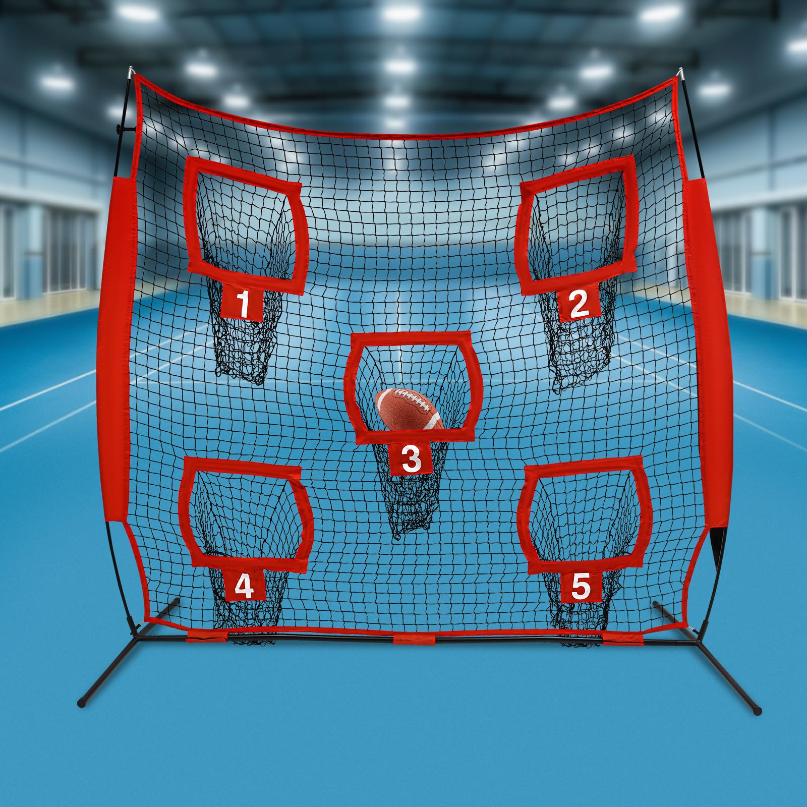 Filet de rugby avec 5 poches cibles, cadre pliable, sac de transport