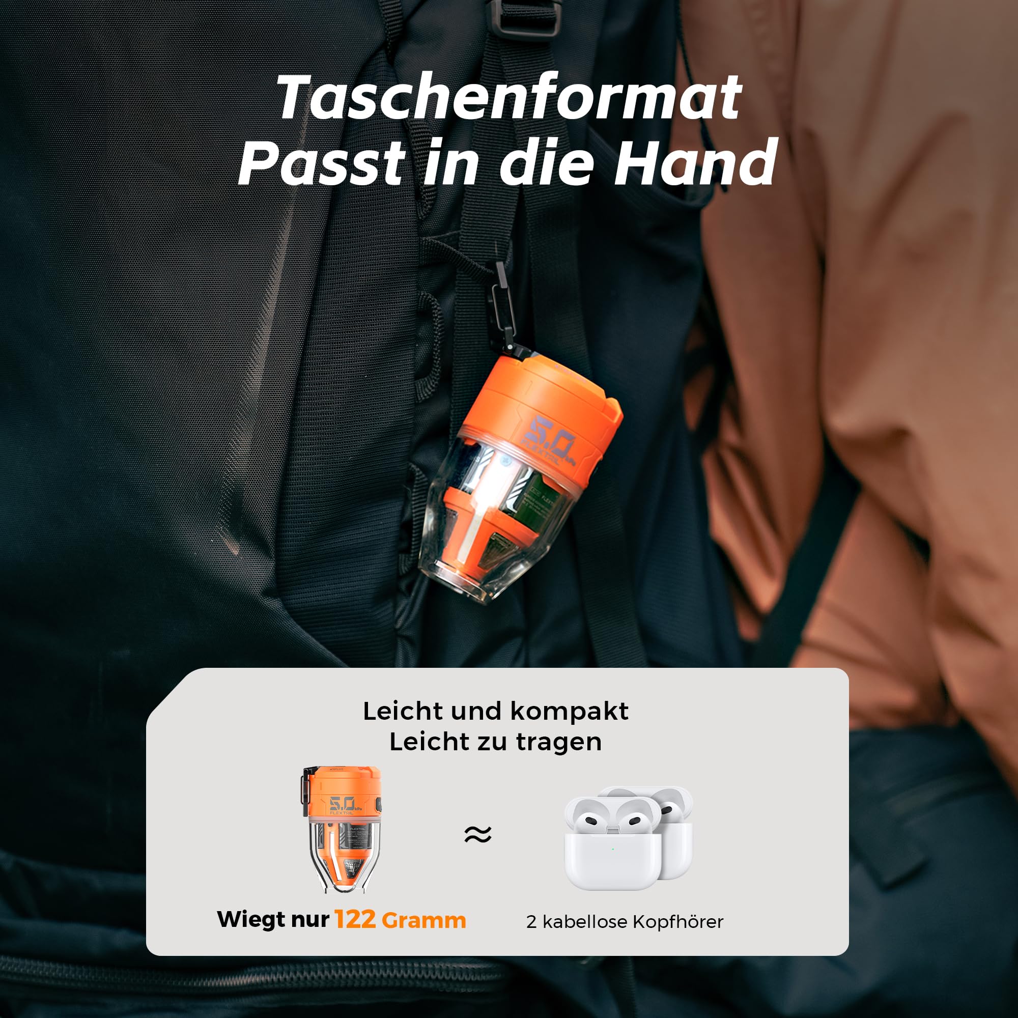 FLEXTAILGEAR MAX Pump 3 Tragbare Luftpumpe, 5,0 kPa, Beleuchtung, USB-Aufladung zum Aufblasen und Entleeren von Schwimmhilfen, Luftmatratzen und Schwimmringen, Vakuum-Aufbewahrungsbeutel