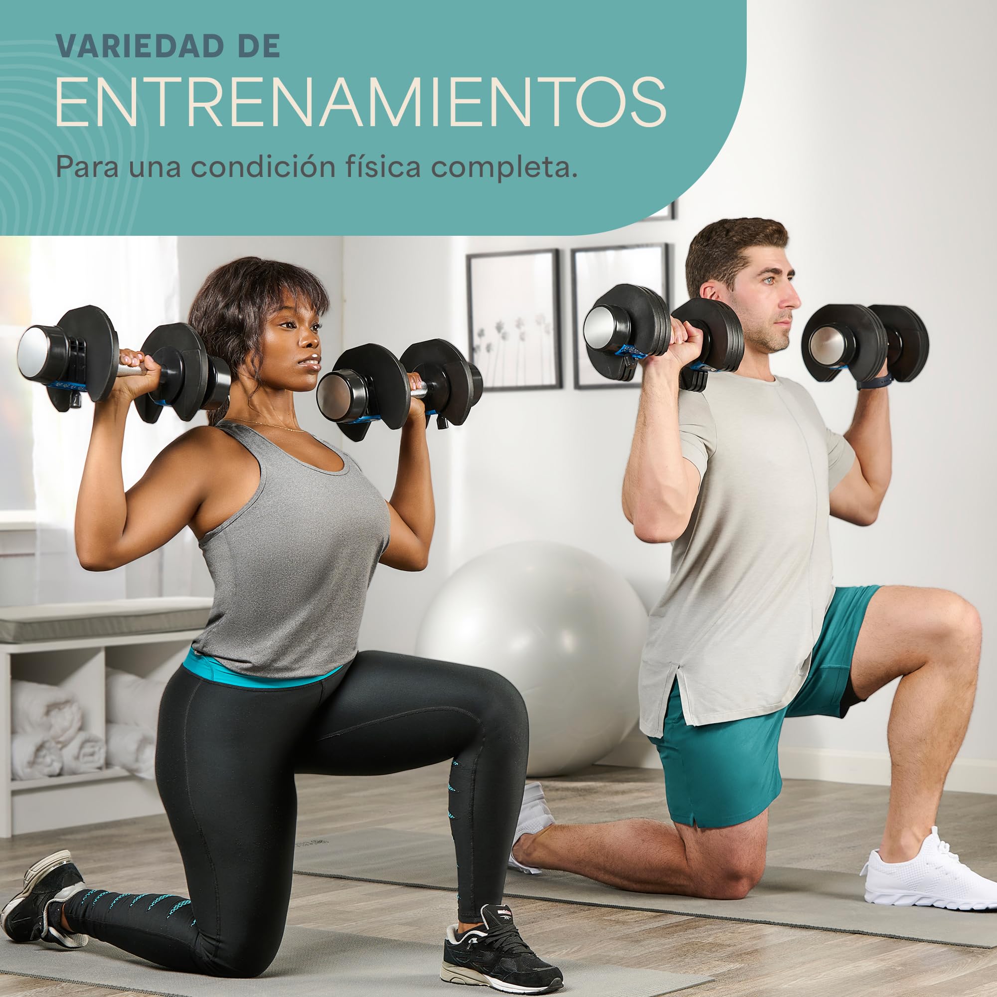 LifePro Juego de Mancuernas Ajustables de 2 x 11,34 kg/25 lb - Juego de Pesas Duraderas con Mango Antideslizante y Mecanismo de Bloqueo de Seguridad para Gimnasio en Casa