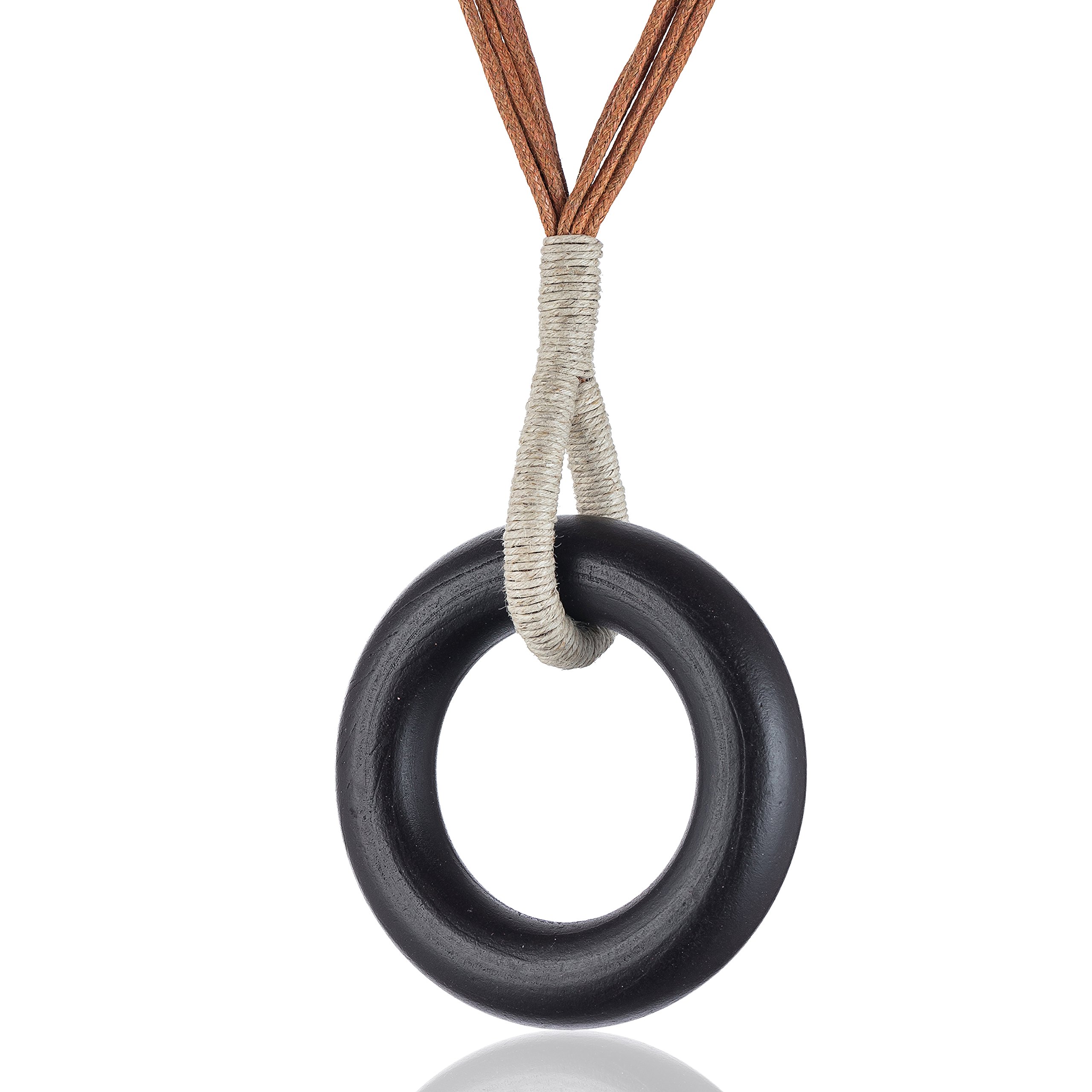 COOSTUFF ANNA Hotsale Handmade Women Long Necklaces Jewelry Black Sandalwood Vintage Statement Necklace for Women