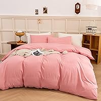 Vista 68 de ECOCOTT Juego de funda de edredón de 3 piezas, 100% algodón lavado, duradero, suave y cómodo, con cierre de cremallera, sin edredón, tamaño King