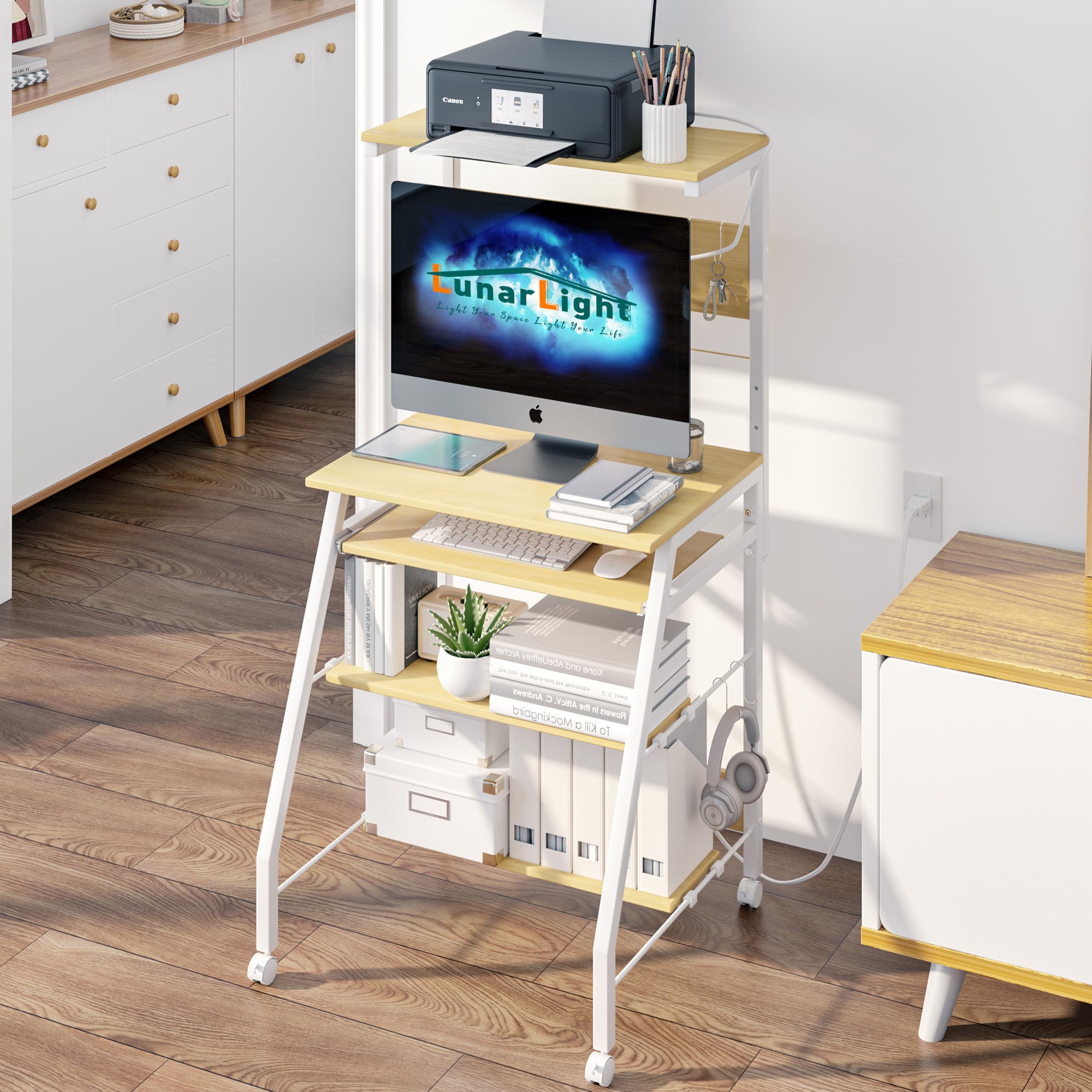 Amazon | LunarLight PCパソコンデスク 机 幅60奥行53高さ72cm 3段調節 Amazon | LunarLight PCパソコンデスク 机 幅60奥行53高さ72cm 3段調節