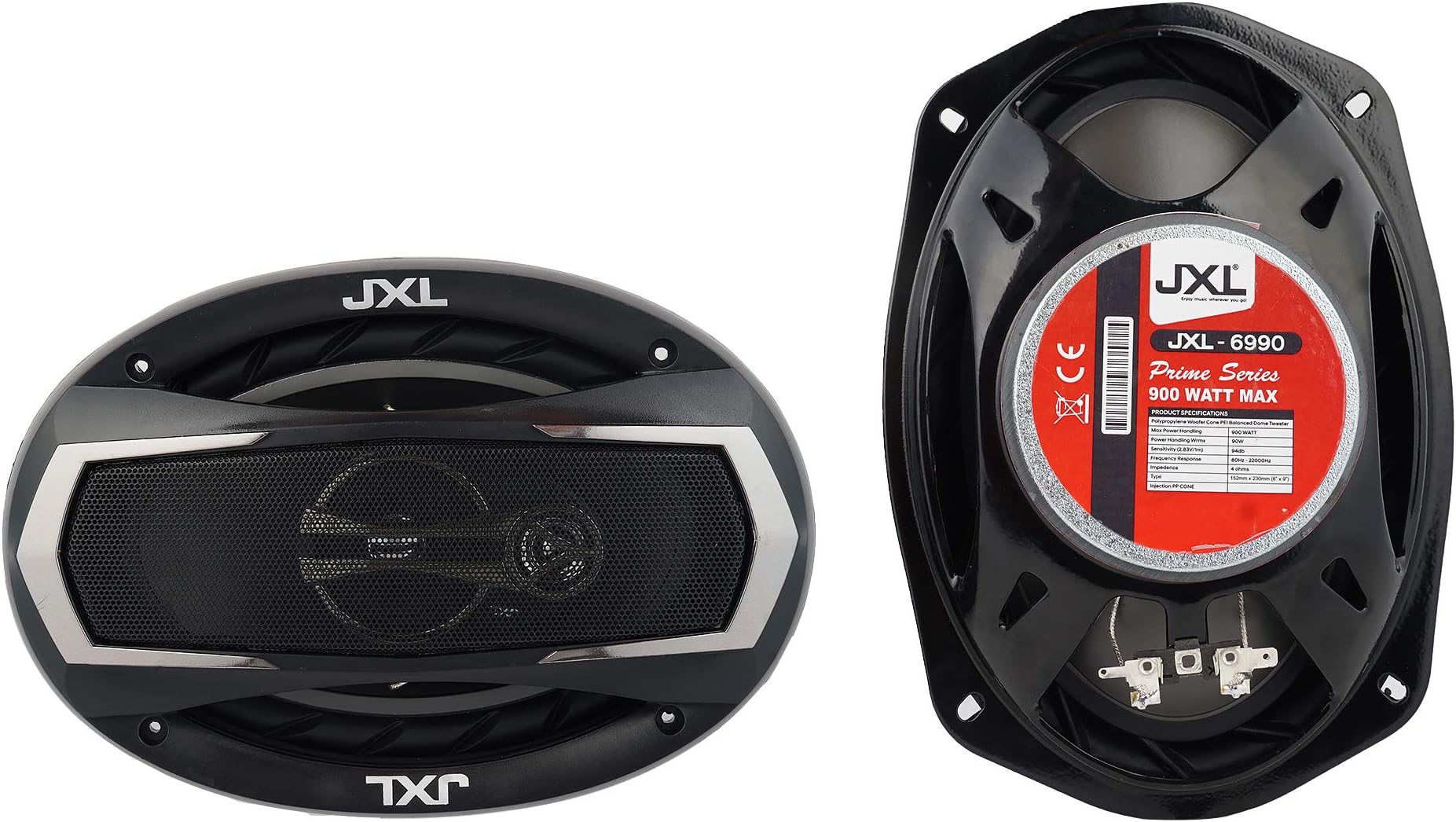 JXL 6990 Oval 3 Way High Performance Coaxial Car Speaker with Inbuilt PEI Car Tweeter and HOP Woofer 6X9 Inch 900W Pair (Black)