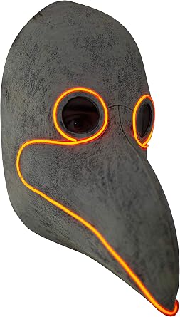 Ghoulish Productions Doctors Peste LED. Plague Doctor Orange Led Mask. Gas Mask & Steampunk Line. Halloween Party Adult Costume Latex Glow Mask