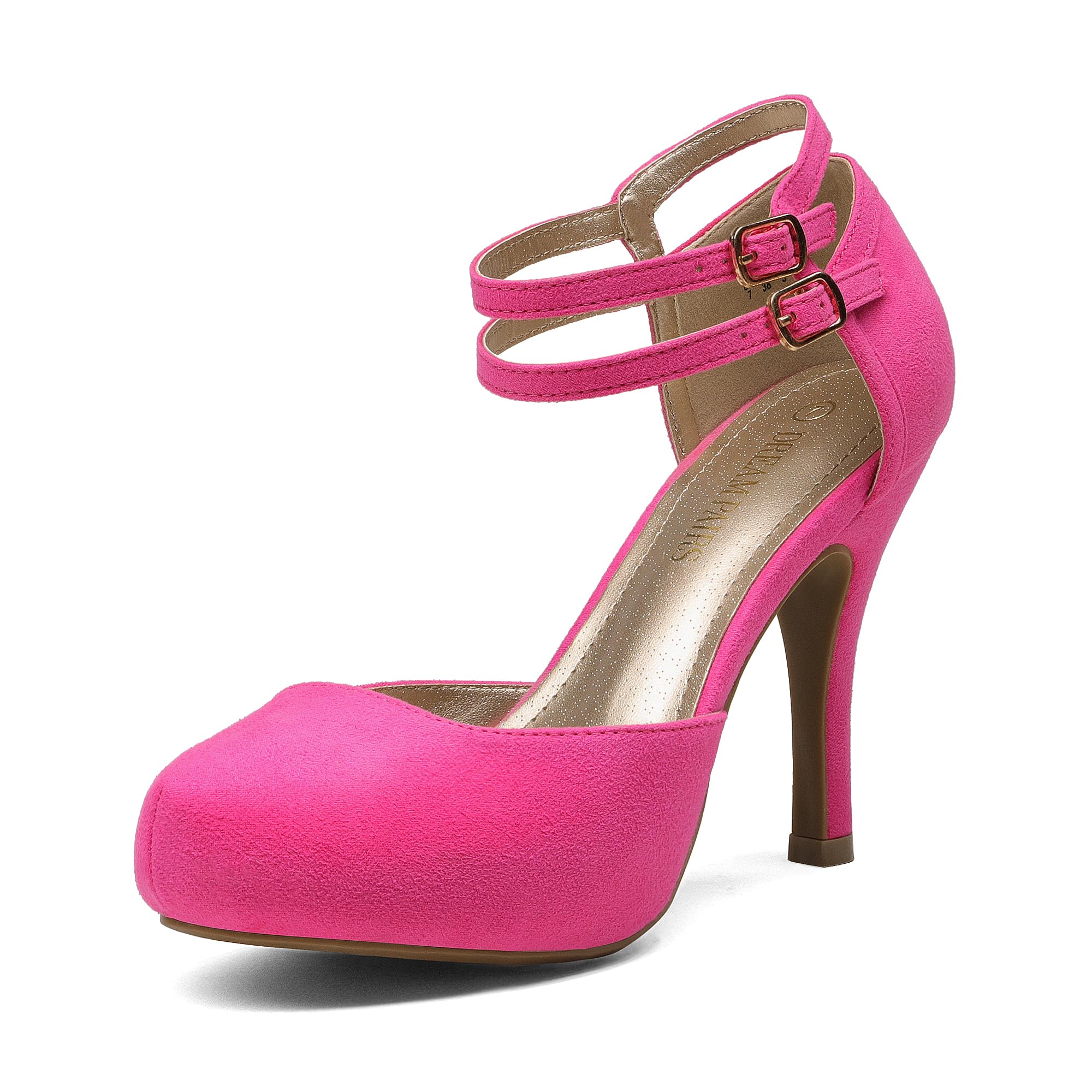 DREAM PAIRS Office-02 Women's Classy Mary Jane Double Ankle Strap Almond Toe High Heel Pumps