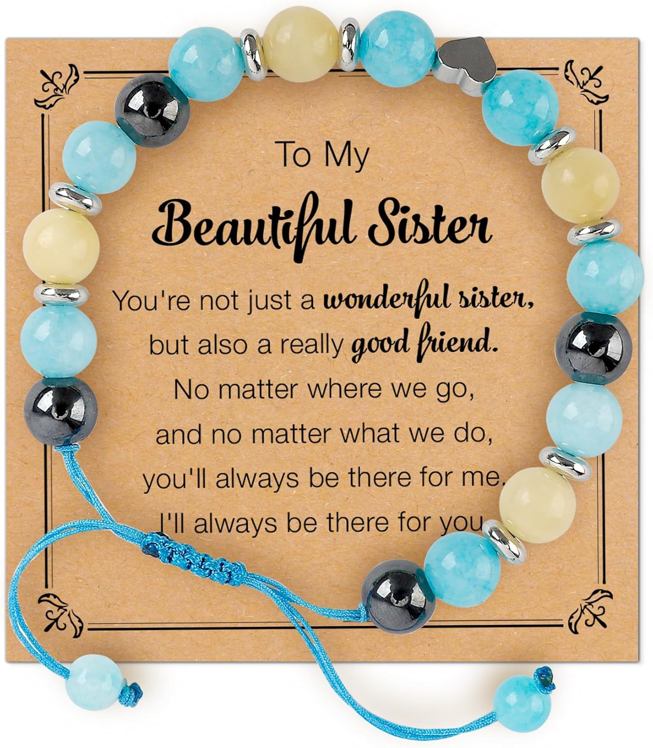 Gifts for Sister Valentines Day Gifts for Big Sister Birthday Gift Mother's Day Gift Bracelet Birthday and Thank You Presents Thanksgiving Christmas Wedding from Brother