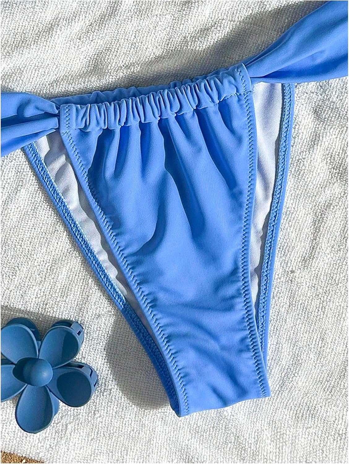 SOLY HUX Women's Halter String Bikini Sets High Cut Cheeky Thong Sexy Two Piece Swimsuits Bathing Suit