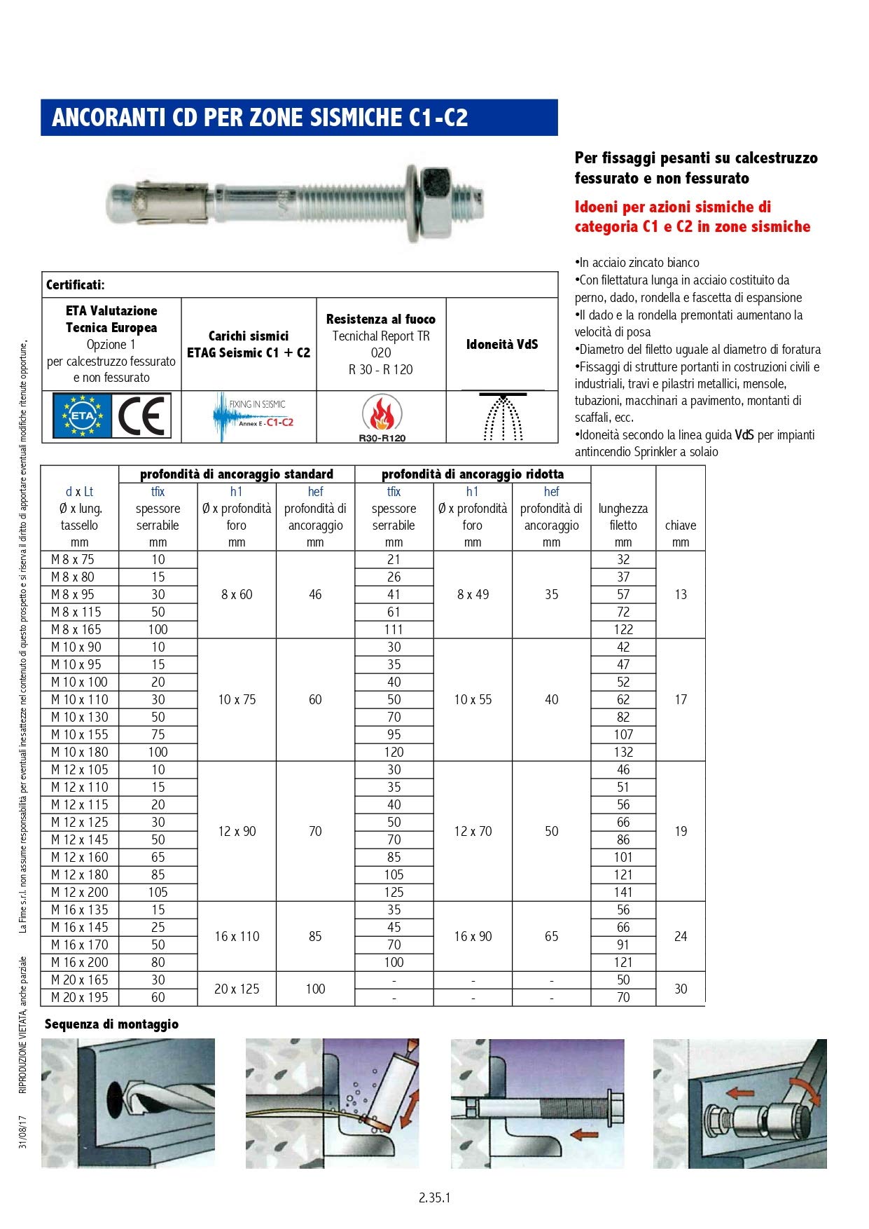 TENDAGGIMANIA Tasselli in acciaio zincato Bullone ad espansione set 40 pz - tassello ANCORANTE fissaggio Tenda da Sole, Pergola, cappottina su cemento armato, pietra compatta (40 pezzi, 10x100 MM)