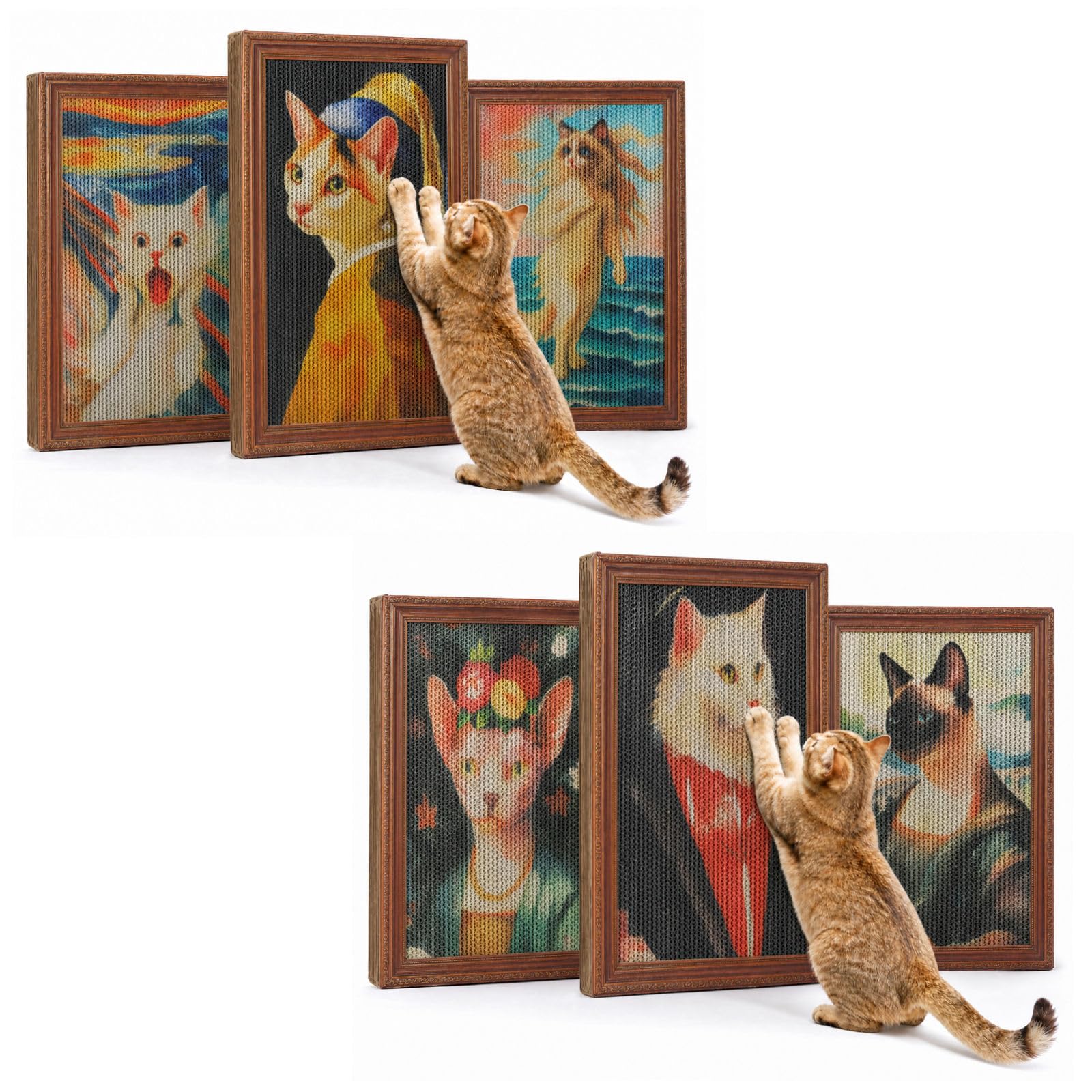 MUTTROS Art Cat Scratcher, 6 Pack Cardboard Cat Wall Scratcher Board