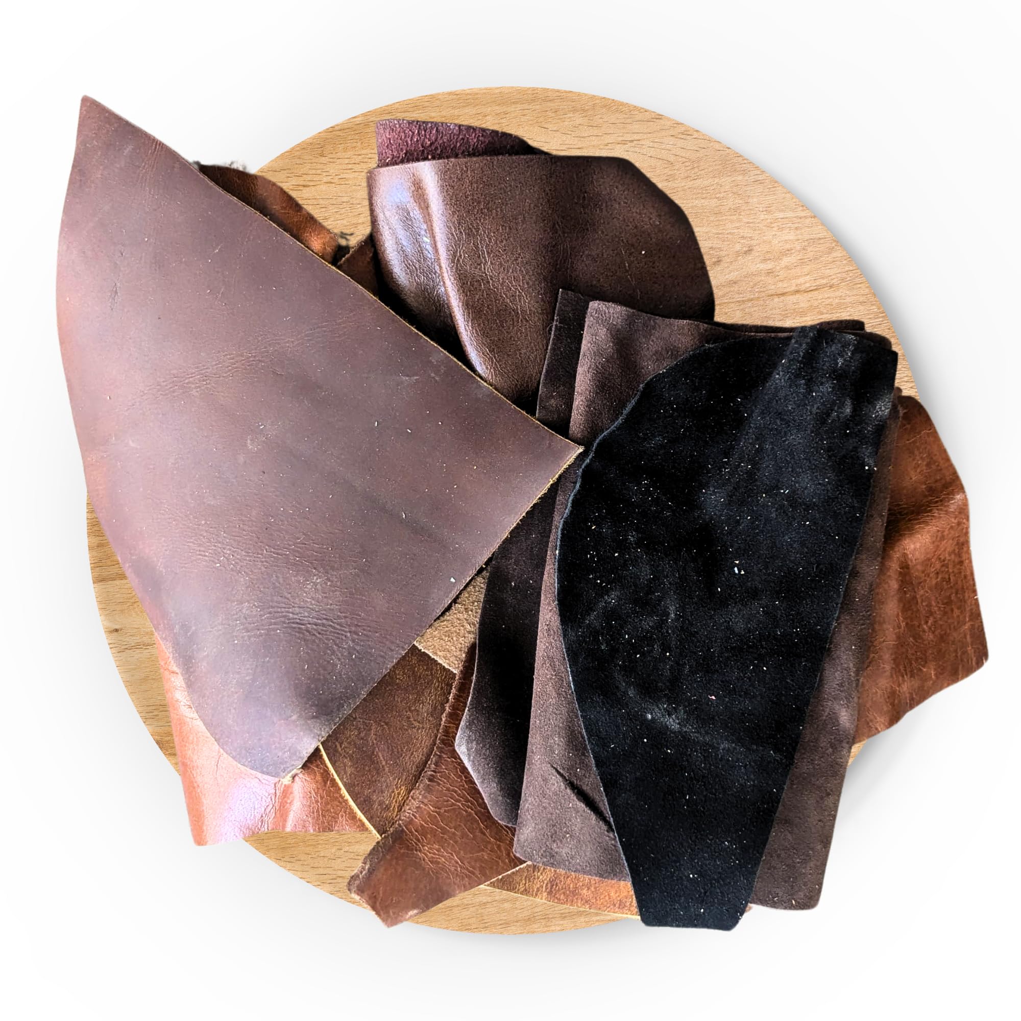 Leather Scrap - Large Pieces of Full Grain Leather Cowhide Remnants Bag - Design & Make Crafts - Mixed Colors (1 Lbs)