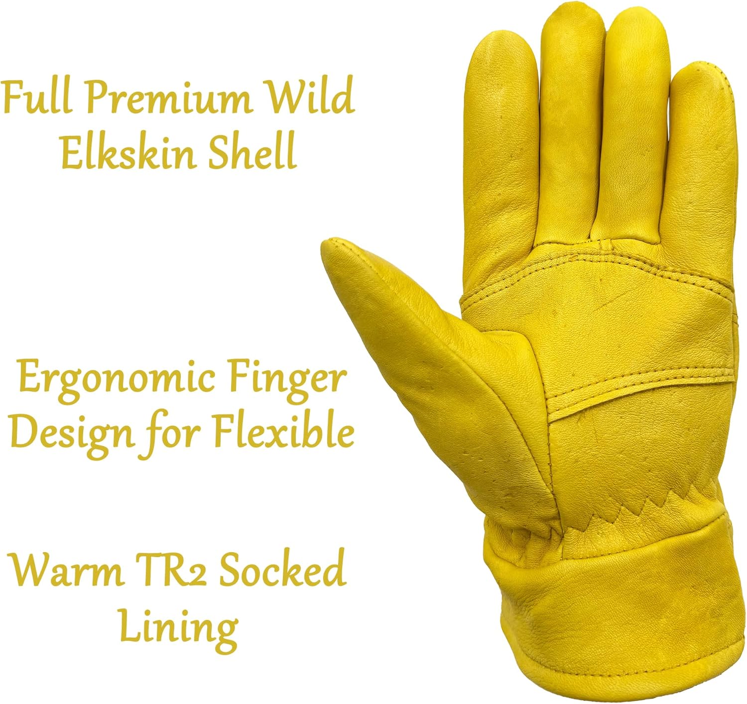 SKYDEER 100% Full Grain Deerskin Leather Winter Gloves for Men, Warm Work Gloves, Thermal Insulated Truck Driving Gloves - Image 4