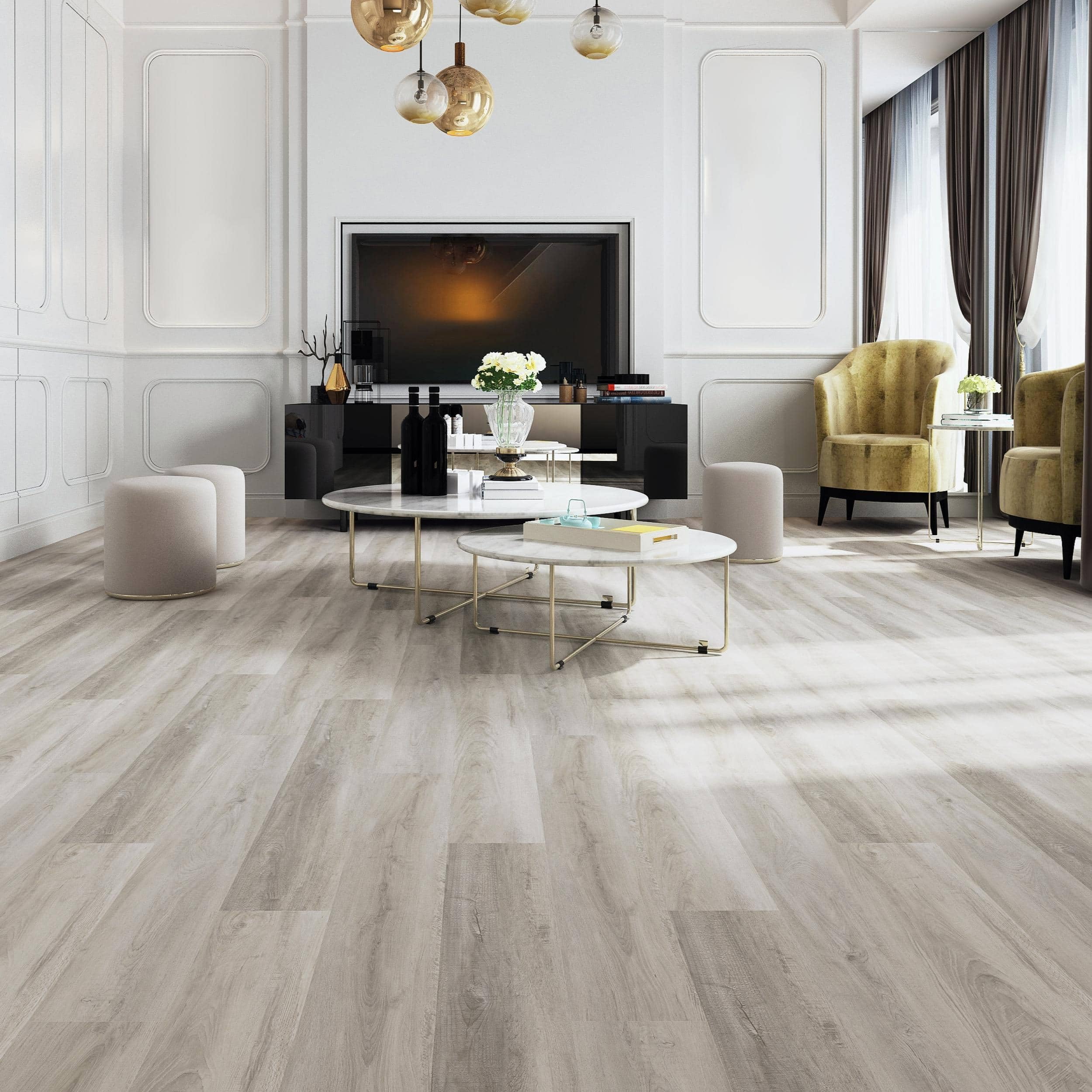 Quercia SPC Canapa, Pavimento Effetto Legno, Stone Polymer Composite, 18,11 x 121,92 cm, Spessore 5mm incluso materazzino fonoassorbente di 1mm, Per Interni, 10 Pezzi, 2,22m²