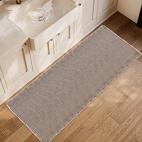 Miniatura 21 de ZALL Tapete de baño con diseño de gofres, color negro, súper absorbente, antideslizante, diseño geométrico de rombos de 17 x 24 pulgadas, lavable a