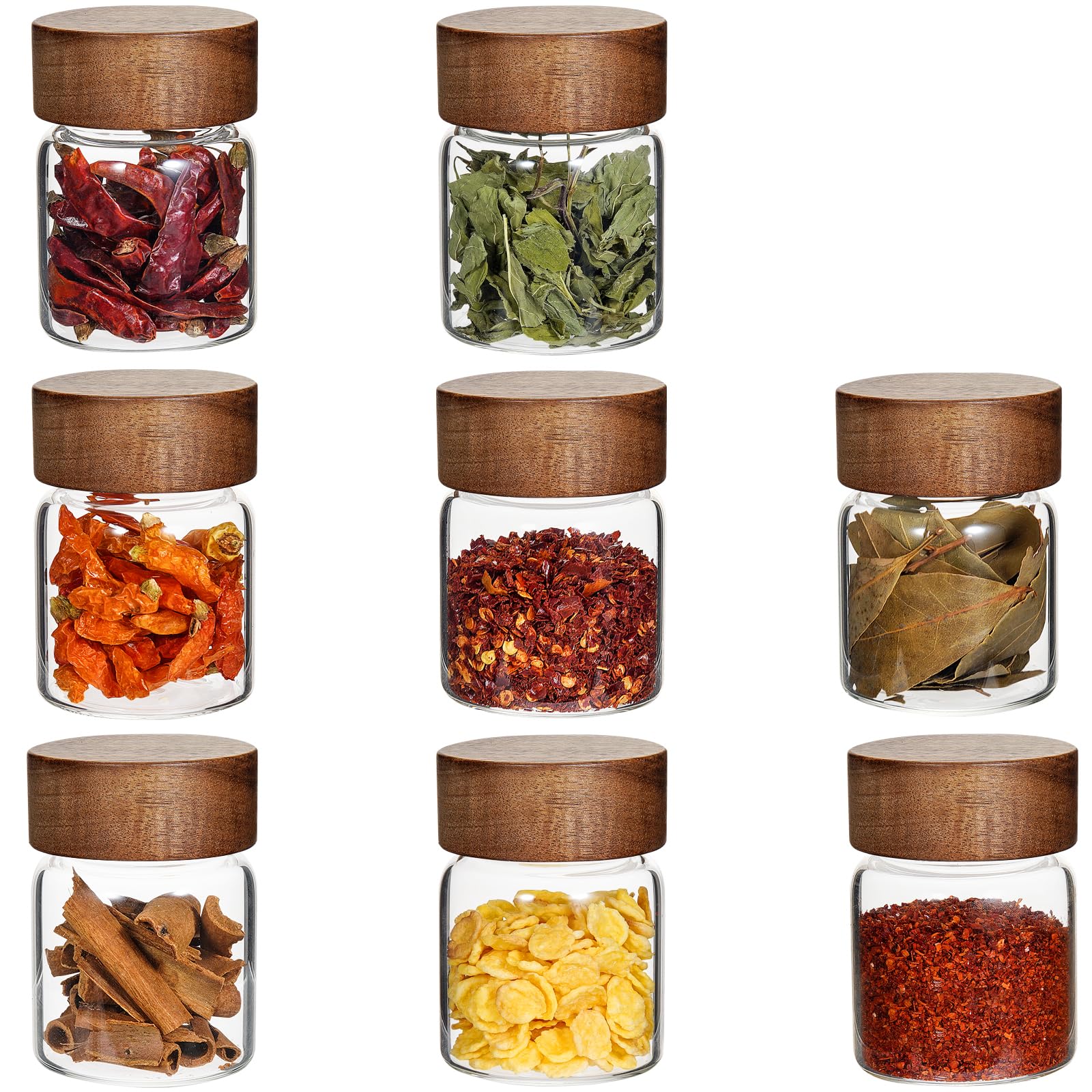 Glass Spice Jars Seasoning Containers Small Glass Jars with Lids Airtight Food Storage Canister for Kitchen Pantry Sugar Tea Coffee Bean Nuts Cookies Herbs Salt (4oz(118ml)*8 pack)