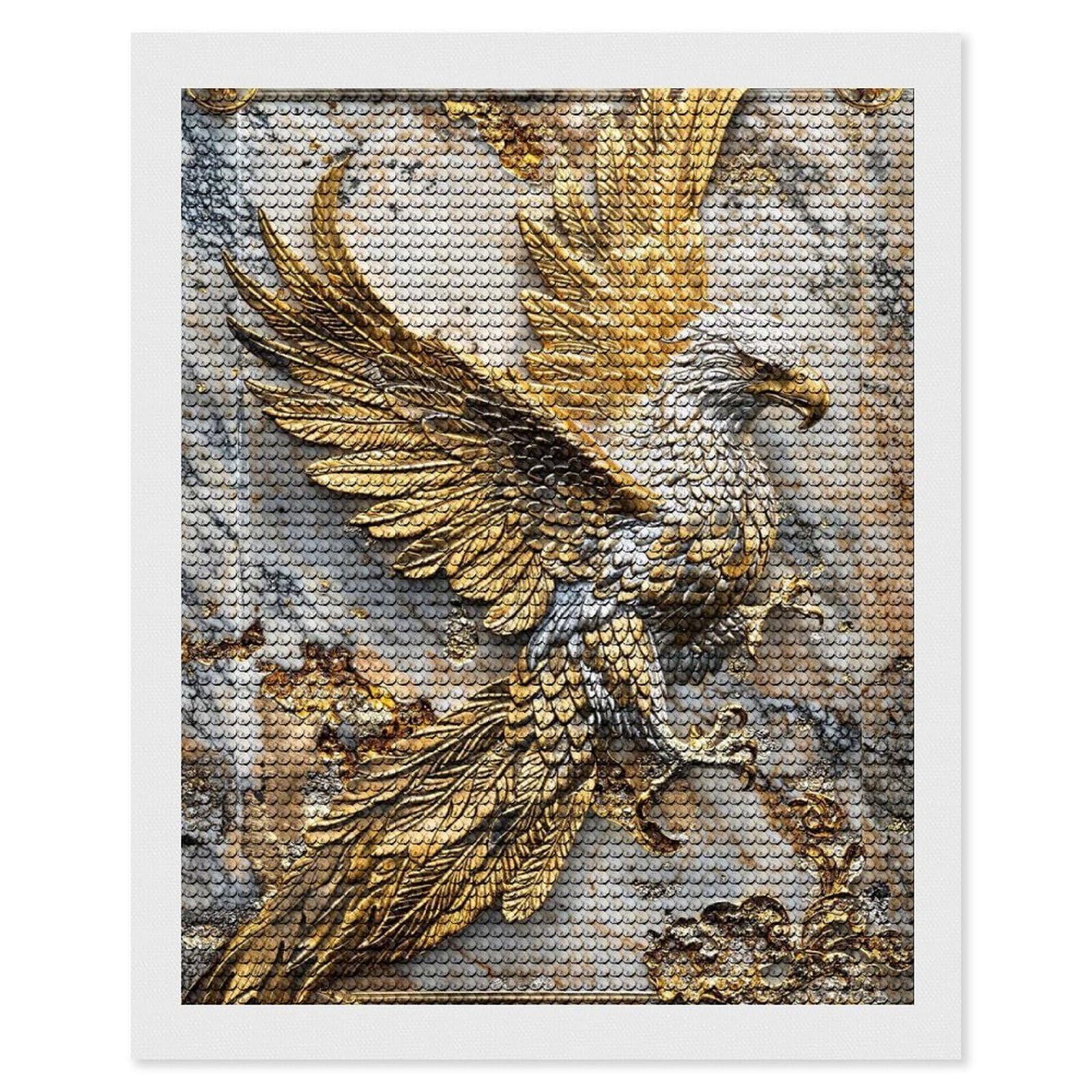 Junmoney Majestic Eagle Elegance Diamond Painting Canvas Set 16"x20", for Craft Lovers, Decorate Your Room, Festive Craft Gift, Vintage Style Decor