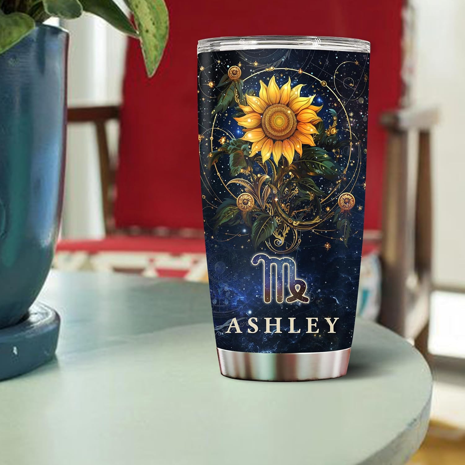 Personalized Virgo Gifts for Women Constellation Zodiac Astrology Water Bottle Gift for Wife Daughter Christmas Birthday Mothers Day Valentine 20oz Stainless Steel Coffee Mug Tumbler with Lid