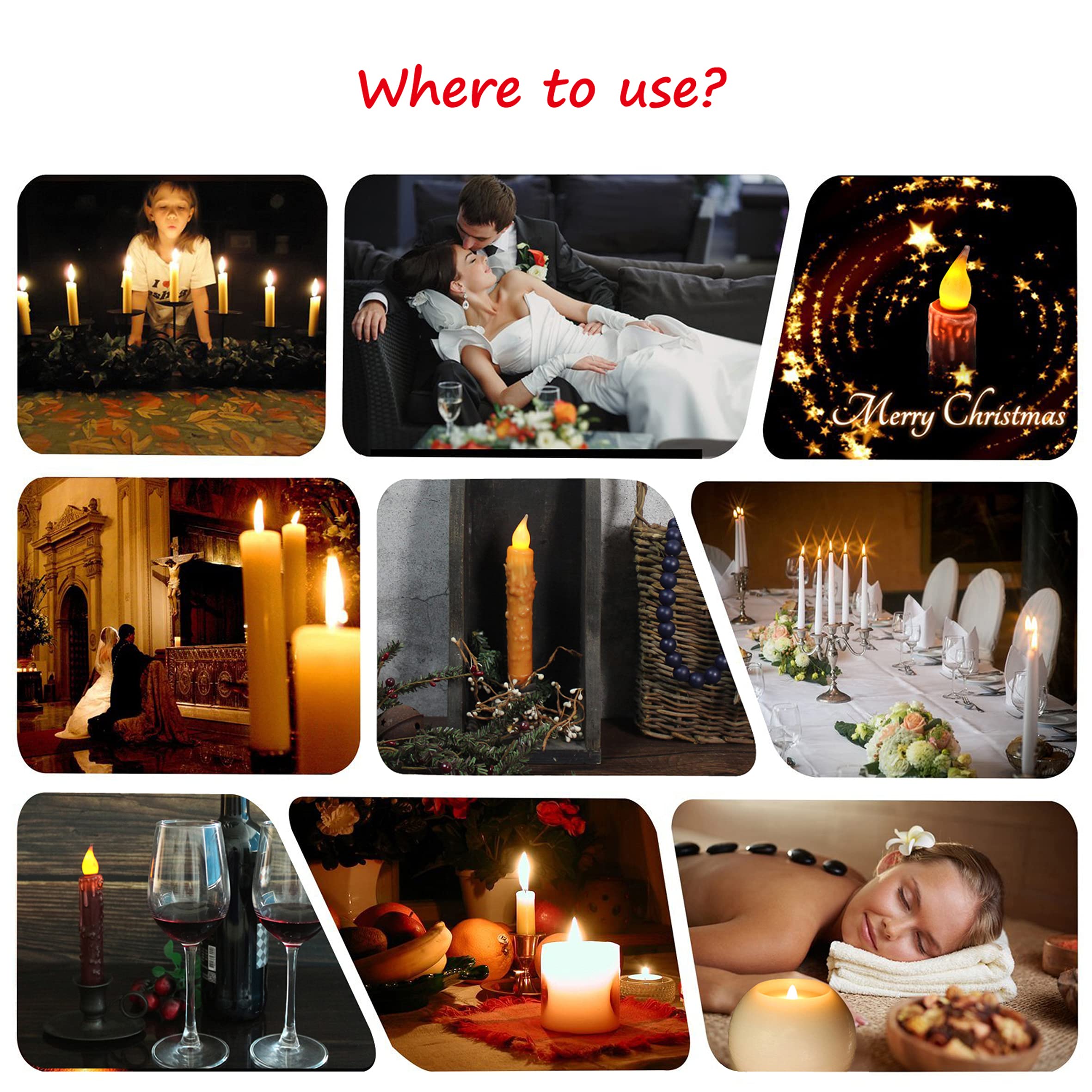 CVHOMEDECO. Velas cónicas LED de cera real sumergidas a mano, funciona con pilas, decoración rústica primitiva sin llama, 6-3/4 pulgadas, naranja, 6 unidades en un paquete