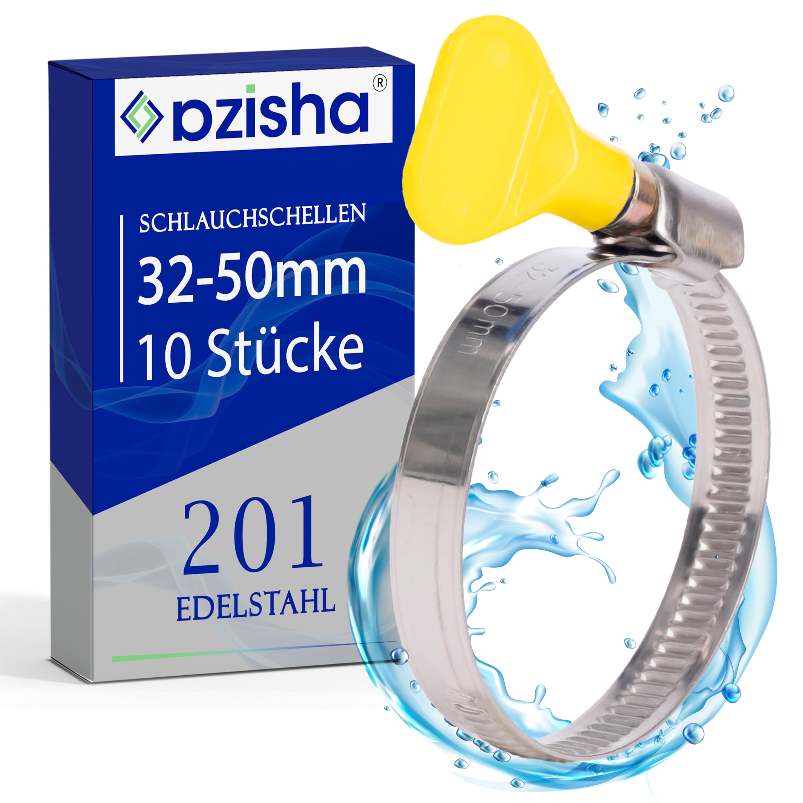 Zacisk ze stali nierdzewnej 32-50 mm, 10 sztuk, regulowany kołnierz ze stali nierdzewnej, metalowy zacisk zaciskowy do basenu, ogrodu, hydrauliki