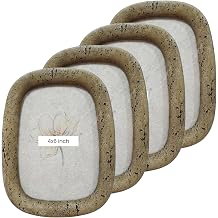 Concepts pack of 4-4x6 Brown Stone Look Resin Photo Frame | Natural Textured Decorative Picture Frame for Tabletop Home Decor