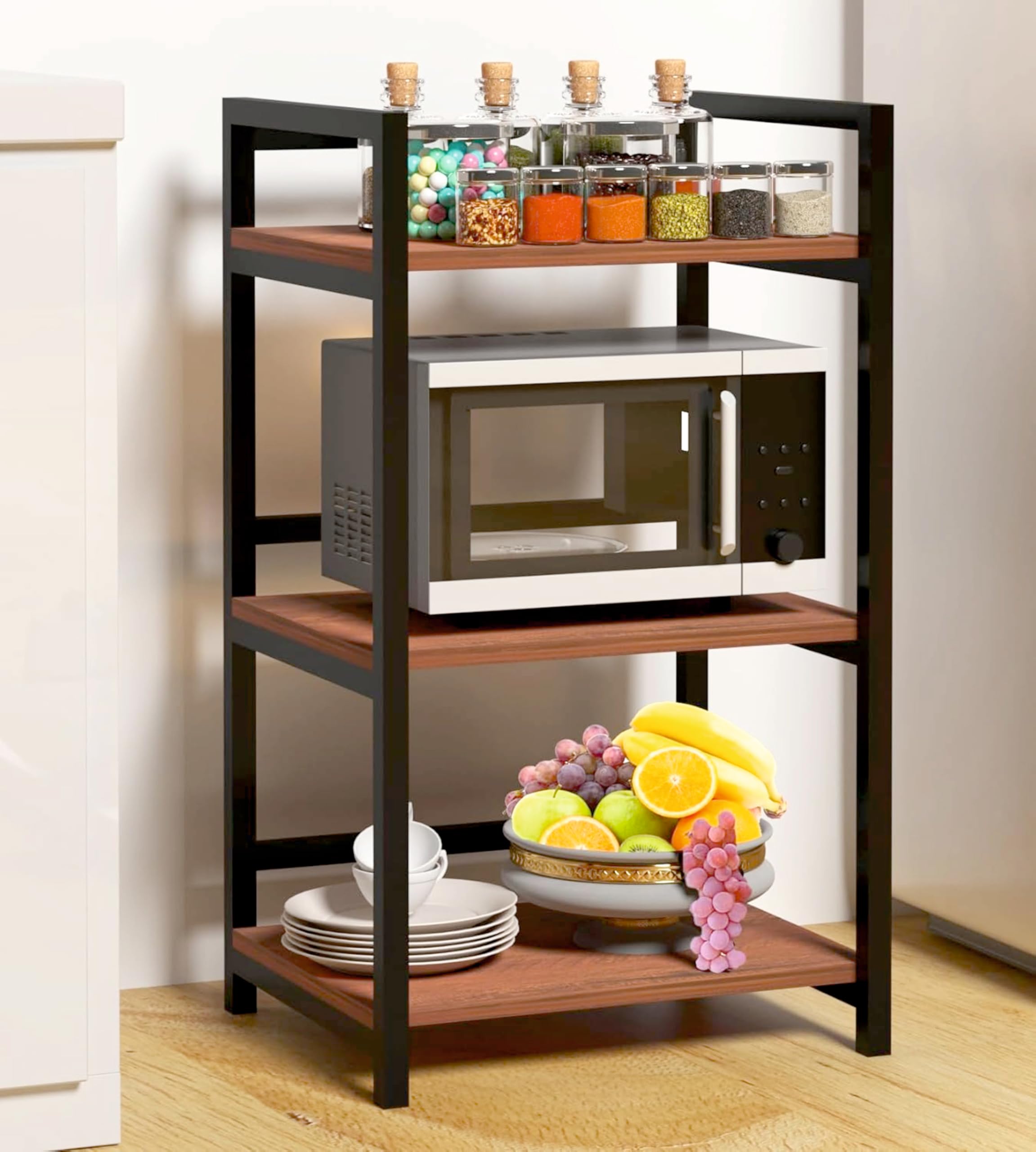 Microwave Oven Rack, Microwave Stand Kitchen Storage Rack Coffee Bar Stand Freestanding Kitchen Stand Storage Shelf Kitchen Storage Shelf (Black, 3-Layer Extra Large) (B0DBL47BCK) Amazon Price History, Amazon Price Tracker