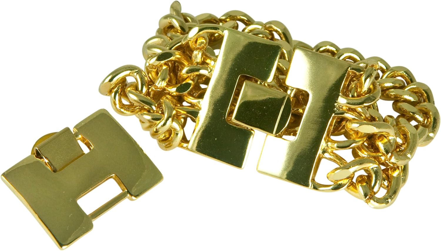 Hampton Gems DESIGNER INSPIRED-3 STRAND GOLD CHAIN CLIP BRACELET-14KT GOLD PLATE